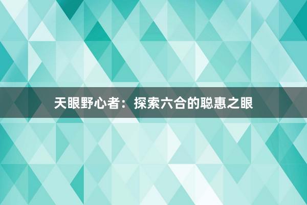 天眼野心者：探索六合的聪惠之眼